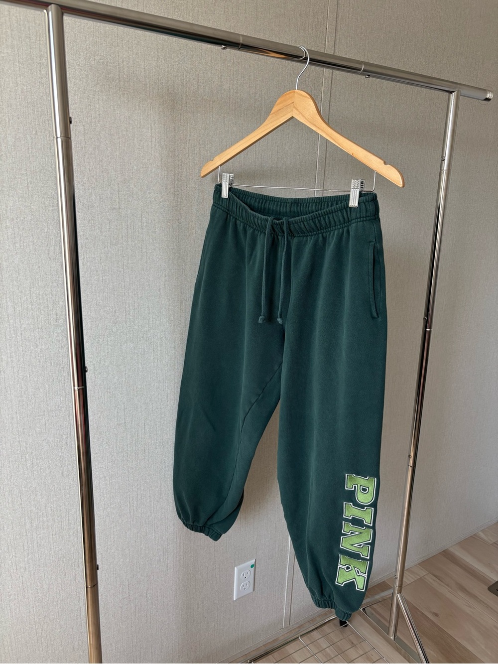 PINK Victoria's Secret Dark Green Logo Sweatpants